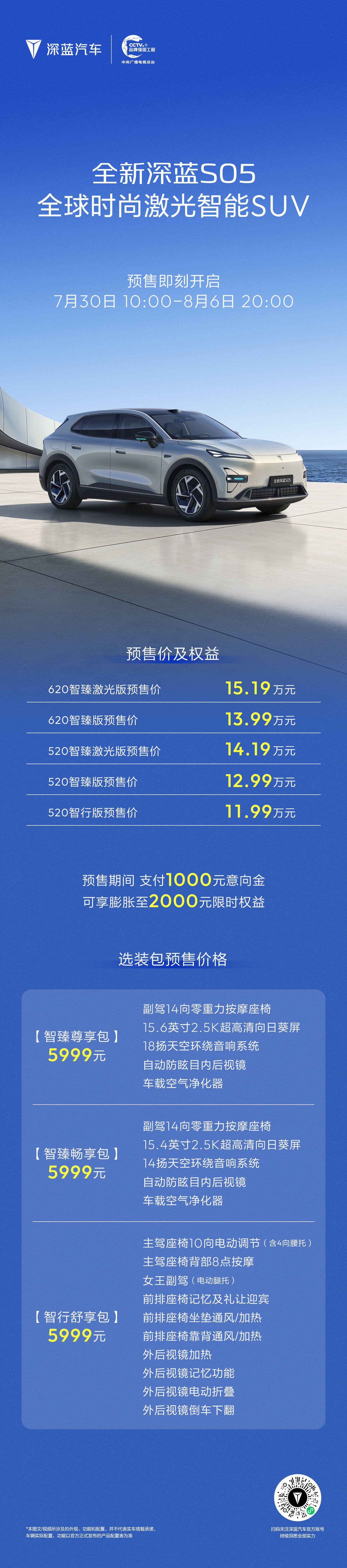 全新深蓝 S05 预售：11.99~15.19 万元