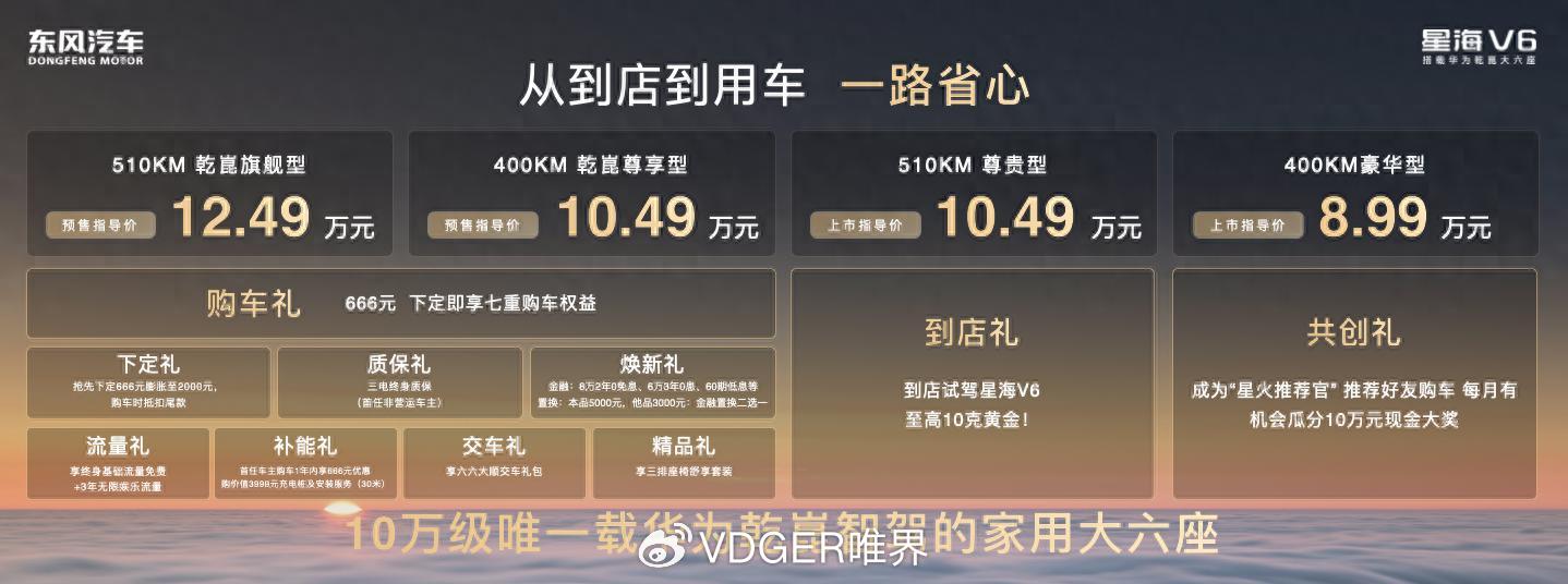 十万级卷王诞生！星海V6预售价8.99万起：搭载华为智驾