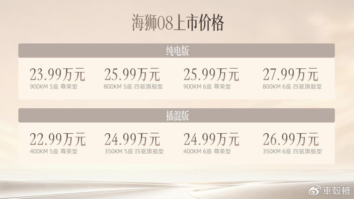 海狮08正式上市，22.99万元起，标配云辇与后轮转向
